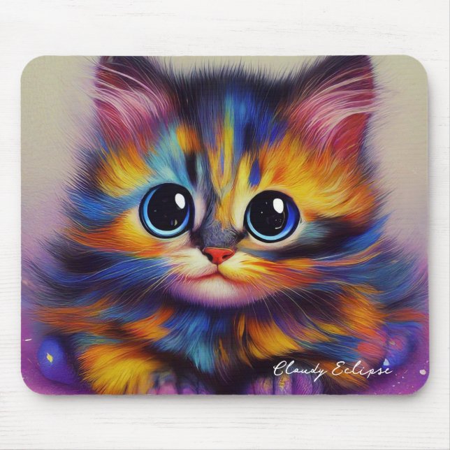 Rainbow Tortie Kitten Mousepad (Vorne)