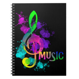 Rainbow Treble Clef Music Themed Notizblock