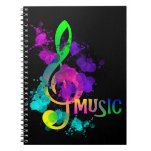 Rainbow Treble Clef Music Themed Notizblock