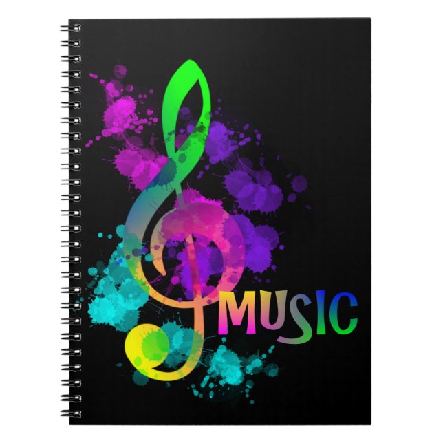 Rainbow Treble Clef Music Themed Notizblock (Vorderseite)