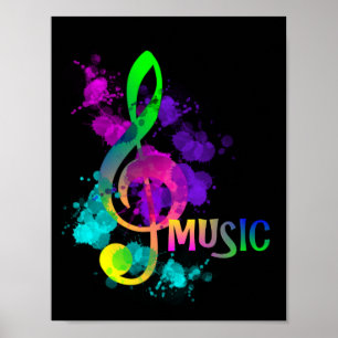 Rainbow Treble Clef Music Themed Poster