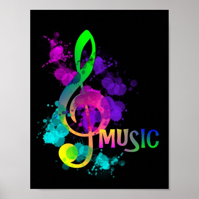Rainbow Treble Clef Music Themed Poster (Vorne)