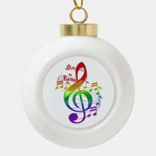 Rainbow Treble Clef und Musiknoten Keramik Kugel-Ornament