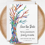 Rainbow Tree Family Wiedersehen Save The Date<br><div class="desc">Frag deiner Familie mit dieser stilvollen Karte Save the Date für ihre Wiedersehen. Es hat einen bunten Stammbaum, der ursprünglich aus Glasmosaik hergestellt wurde. Einfach anpassbar mit Ihren Daten. Verwenden Sie die Option Weitere anpassen, um die Textgröße, den Stil oder die Farbe zu ändern, wenn Sie möchten. Weil wir unsere...</div>