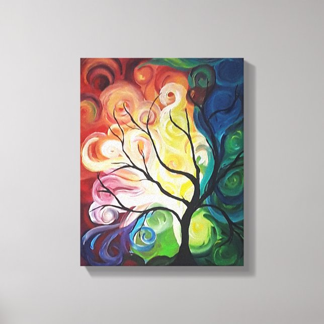 Rainbow Tree Malerei auf Canvas Print von JPDenyer Leinwanddruck (Vorderseite)