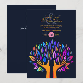 Rainbow Tree of Life COUPLES Event Navy Gold Einladung