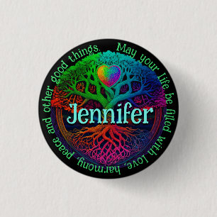 Rainbow Tree of Life Liebe Button