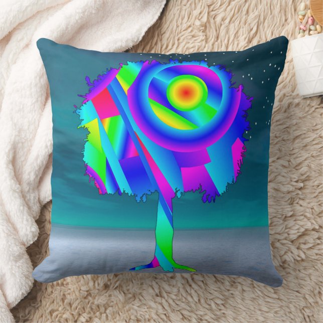 Rainbow Tree Throw Kissen (Decke)