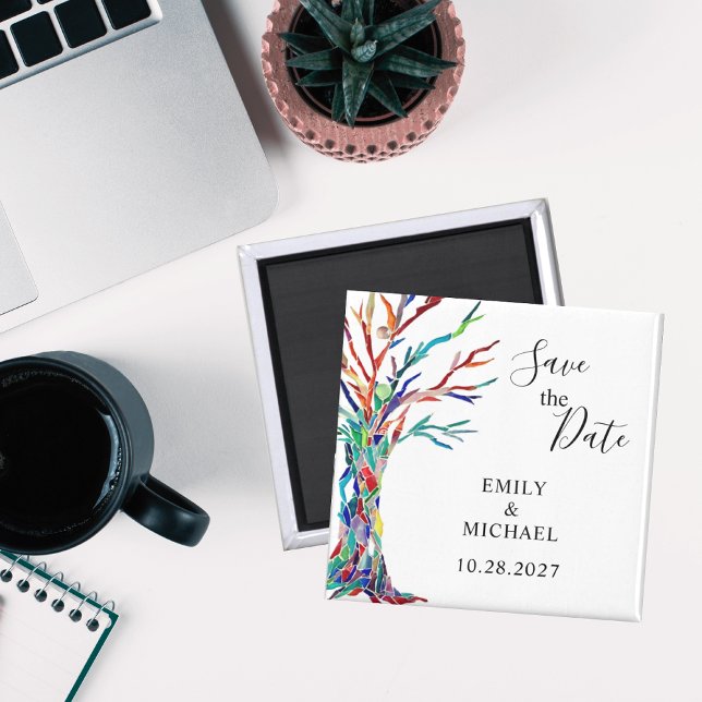 Rainbow Tree Wedding Save the Date Magnet (Von Creator hochgeladen)