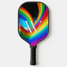 Rainbow Trendy Cool Monogram Pickleball Schläger