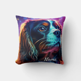 Rainbow Tri Cavalier King Charles Spaniel Dog Kissen