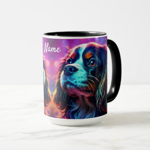 Rainbow Tri Cavalier King Charles Spaniel Dog Tasse