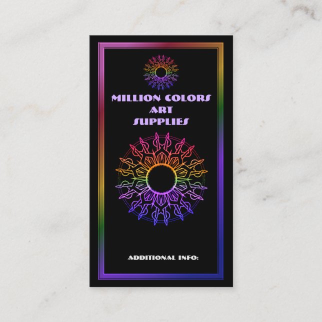 Rainbow Tribal Sun Business Card 4 Visitenkarte (Vorderseite)