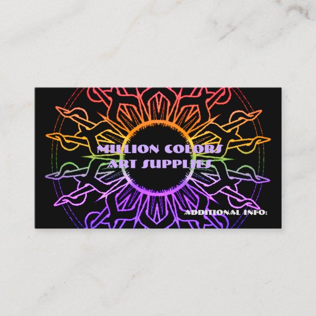 Rainbow Tribal Sun Business Card Visitenkarte (Vorderseite)