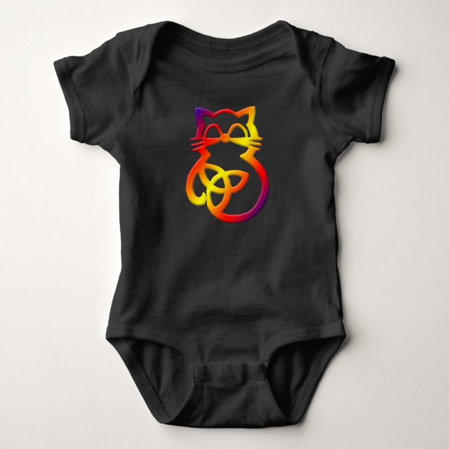Rainbow Trinity Knot Celtic Cat Baby One Piece Strampler (Vorderseite)