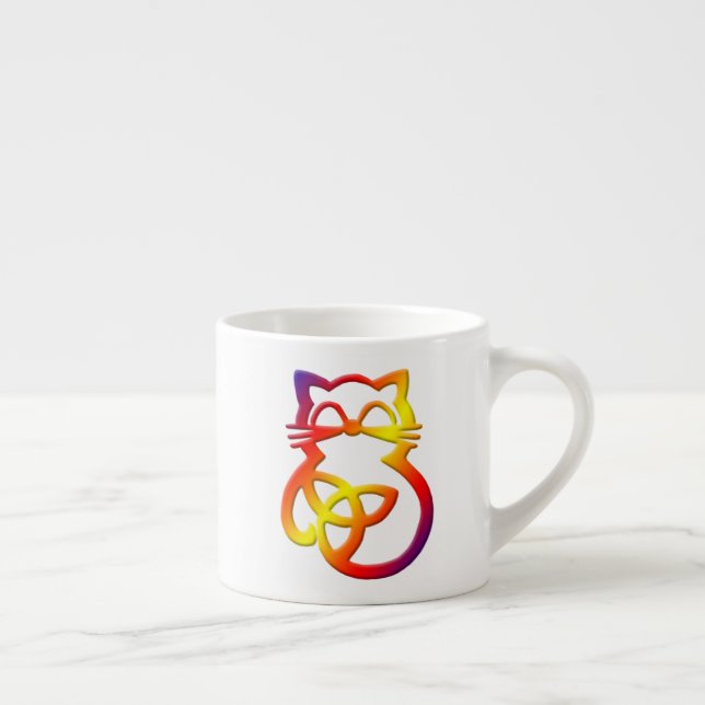 Rainbow Trinity Knot Celtic Cat Espresso Tasse (Rechts)
