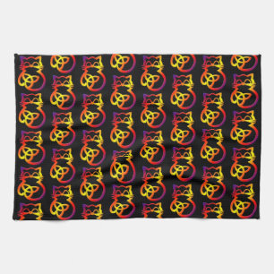 Rainbow Trinity Knot Celtic Cat Küchentuch