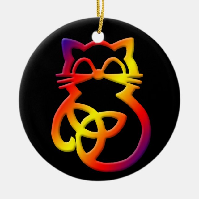 Rainbow Trinity Knot Celtic Cat Ornament (Vorne)
