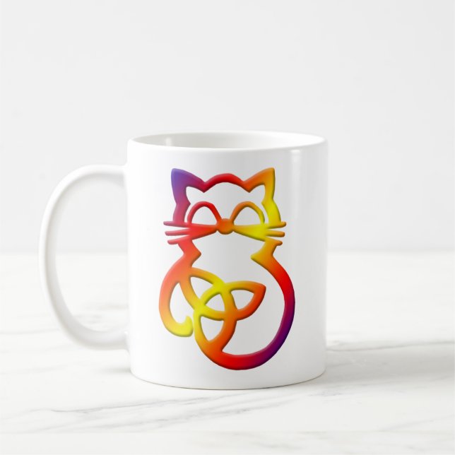 Rainbow Trinity Knot Celtic Cat Tasse (Links)