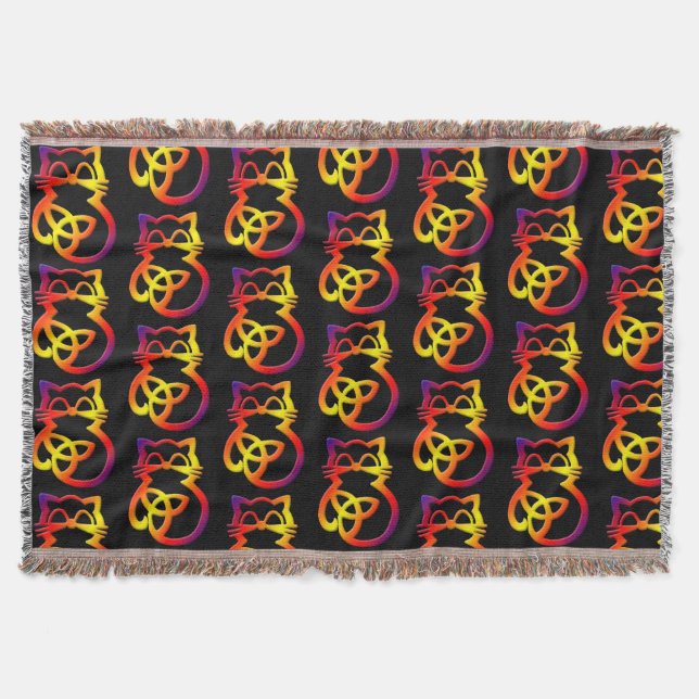 Rainbow Trinity Knot Celtic Cat Throw Blanket Decke (Vorderseite)