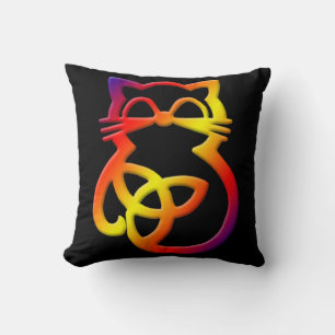 Rainbow Trinity Knot Celtic Cat Throw Kissen