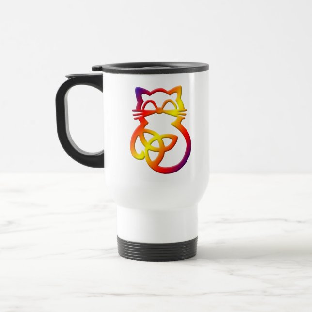 Rainbow Trinity Knot Celtic Cat Travel Mug Reisebecher (Links)