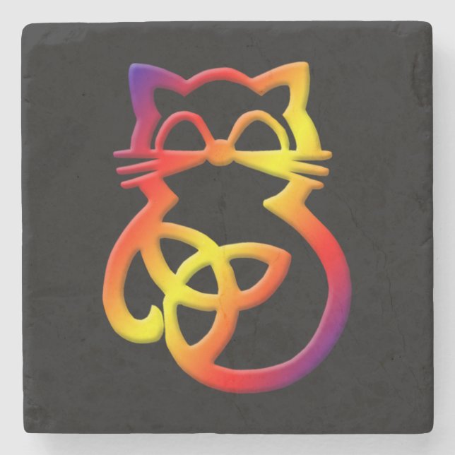 Rainbow Trinity Knot Celtic Cat Untersetzer (Vorderseite)