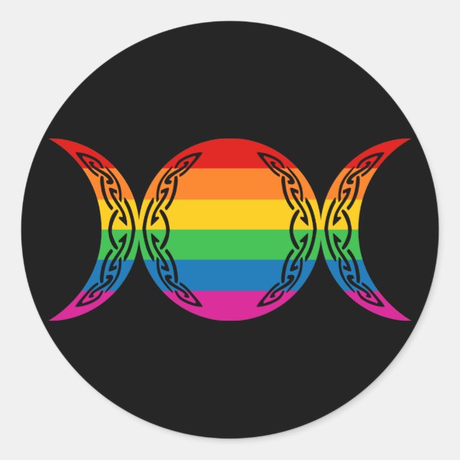 Rainbow Triple Goddess Symbol Runder Aufkleber (Vorderseite)