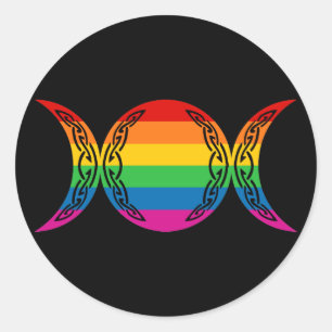 Rainbow Triple Goddess Symbol Runder Aufkleber