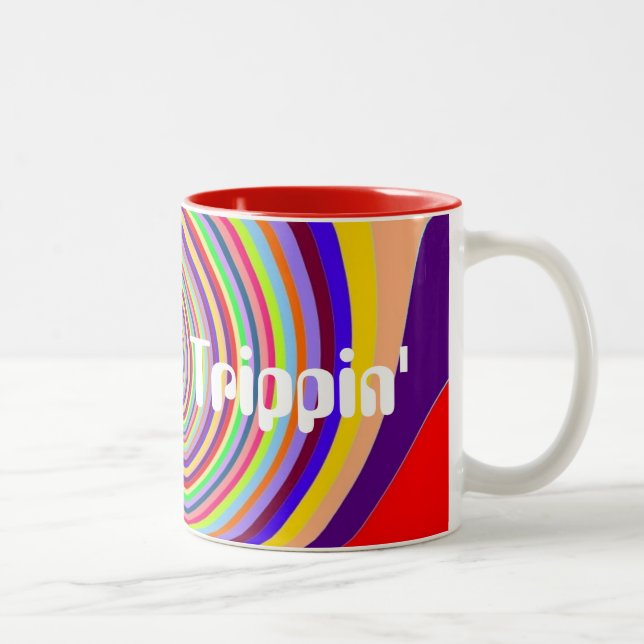 Rainbow "Trippin'" Psychedelischer Pop Art Candy S Zweifarbige Tasse (Rechts)