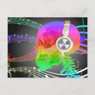 Rainbow Trippy Skull Music Psychedelic Dance Party Einladungspostkarte