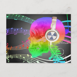 Rainbow Trippy Skull Music Psychedelic Dance Party Einladungspostkarte