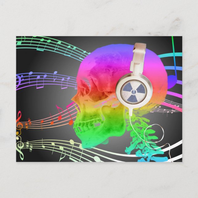 Rainbow Trippy Skull Music Psychedelic Dance Party Einladungspostkarte (Vorderseite)