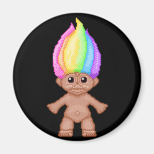 Rainbow Troll, pixel art, kawaii, vaporwave, nosta Magnet