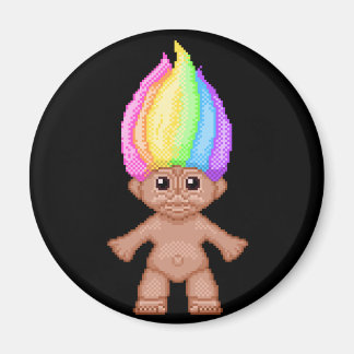 Rainbow Troll, pixel art, kawaii, vaporwave, nosta Magnet