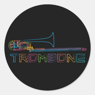 Rainbow Trombone Runder Aufkleber