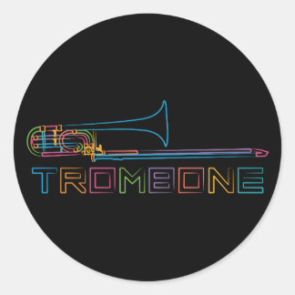 Rainbow Trombone Runder Aufkleber