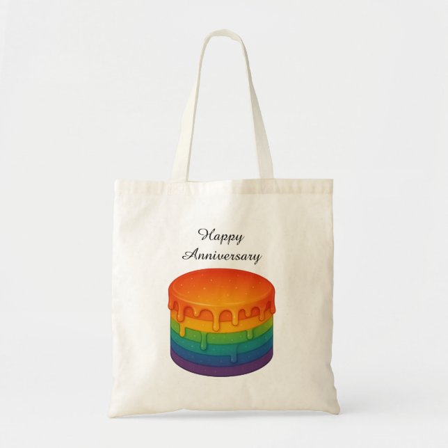 Rainbow Tropfen Cake - Happy Anniversary Tragetasche (Vorne)