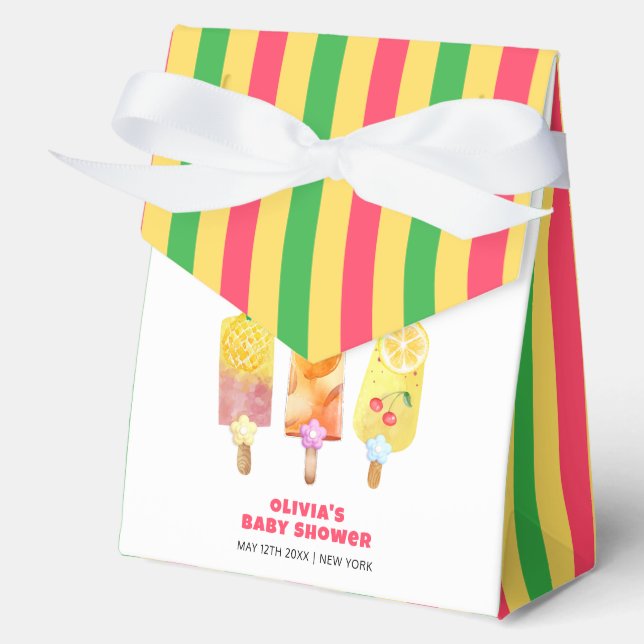 Rainbow Tropical Fruchtseis Creme Pop Babydusche Geschenkschachtel (Vorderseite)