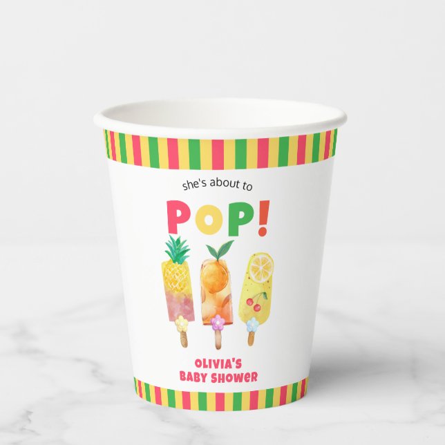 Rainbow Tropical Fruchtseis Creme Pop Babydusche Pappbecher (Vorderseite)
