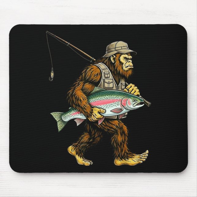Rainbow Trout Bigfoot Fisherman River Fishing Sasq Mousepad (Vorne)