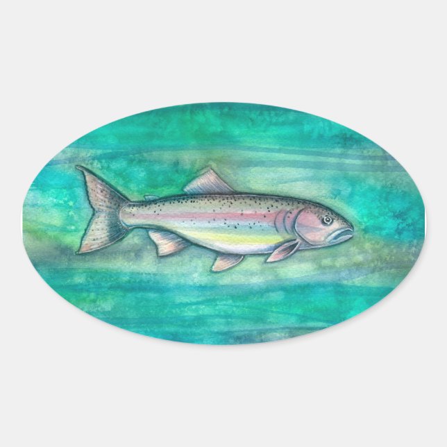 Rainbow Trout Fish Wasserfarbe Art Stickers (Vorderseite)