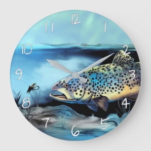 Rainbow Trout Fly Fishing Große Wanduhr