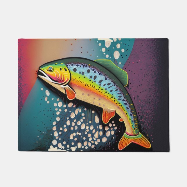 Rainbow Trout Wohngestaltung Premium Fußmatte (Vorderseite)