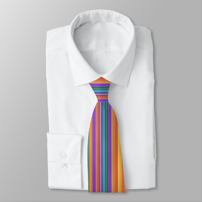 Rainbow Tutti Fruiti Striped Necktie Krawatte (Gebunden)