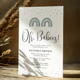 Rainbow Twin Babies Baby Shower Einladung