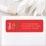 Rainbow Type Joy Christmas Holiday Rücksendeadress<br><div class="desc">Eine festliche Rückkehr-Adresse für die Feiertage und Weihnachten mit Stickereien wie rot,  grün und gold.</div>