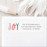 Rainbow Type Joy Christmas Holiday Rücksendeadress<br><div class="desc">Eine festliche Rückkehr-Adresse für die Feiertage und Weihnachten mit Stickereien wie rot,  rosa und grün.</div>