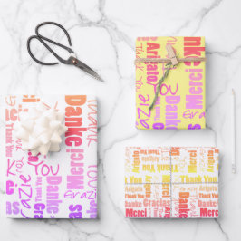 Rainbow Typografie Multilingual Vielen Dank Geschenkpapier Set