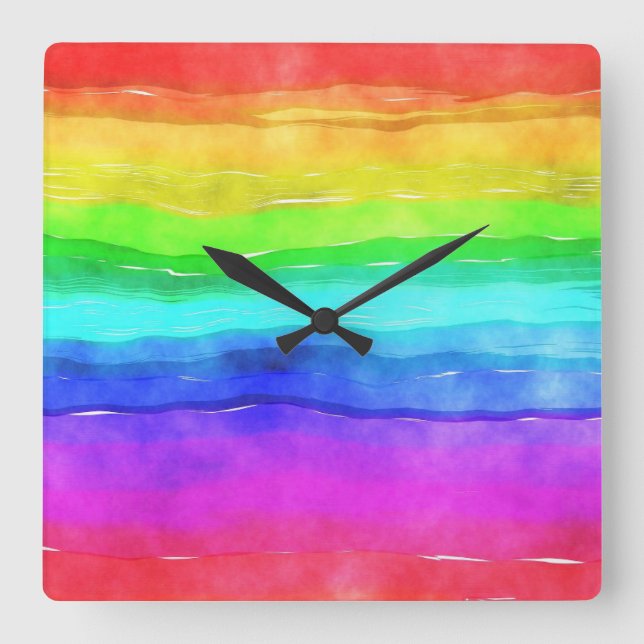 Rainbow-Uhr Quadratische Wanduhr (Vorderseite)